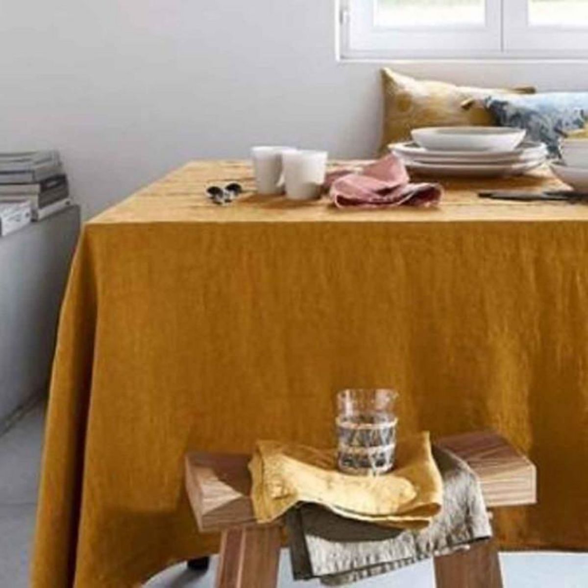 Paris Prix Nappe Rectangulaire  Alaba  140x250cm Jaune Moutarde