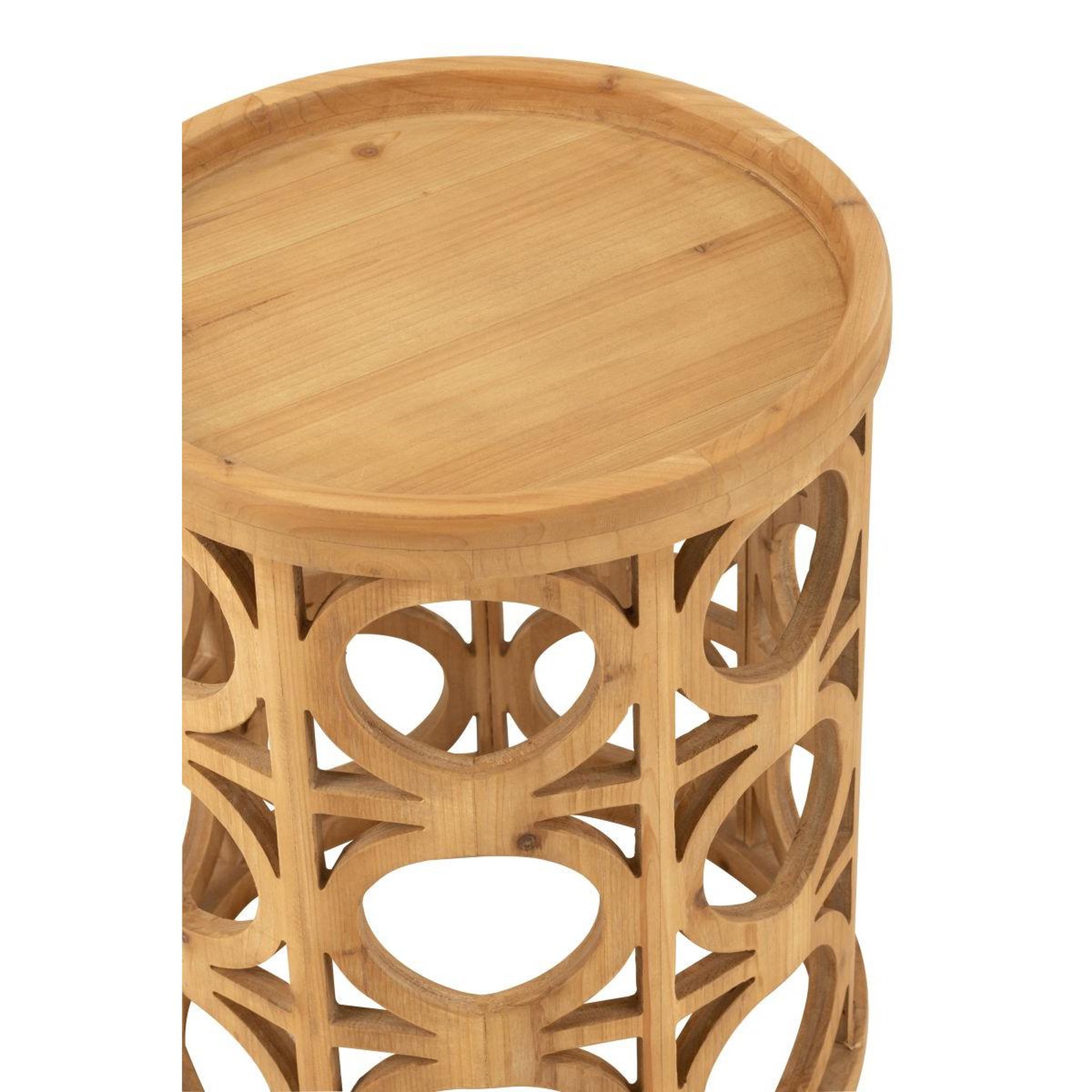 Voir la diapositive 2 : J-LINE Table d'appoint sculptée en bois  charity  49cm naturel