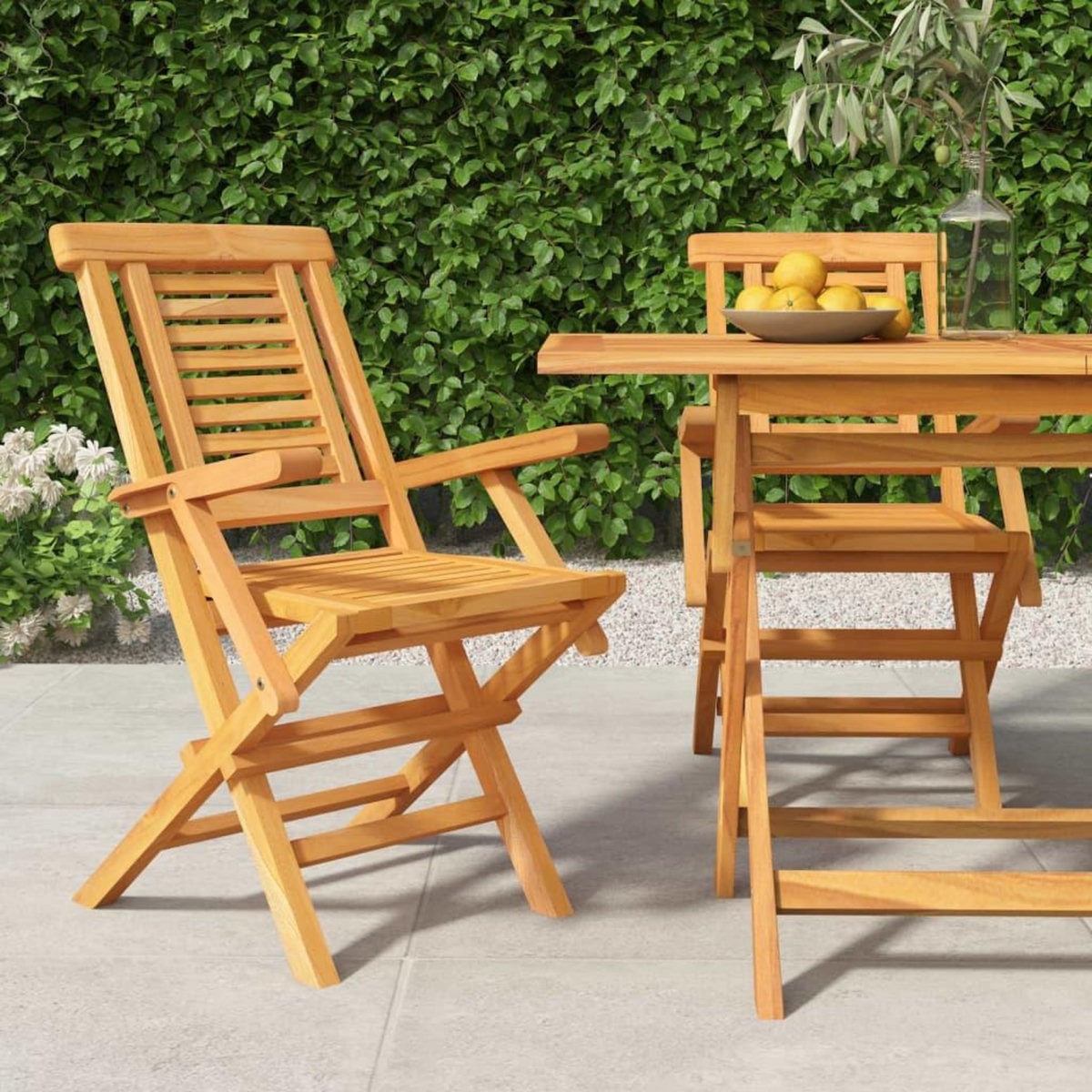 VIDAXL Chaises de jardin pliantes lot de 2 56x63x90cm bois massif teck