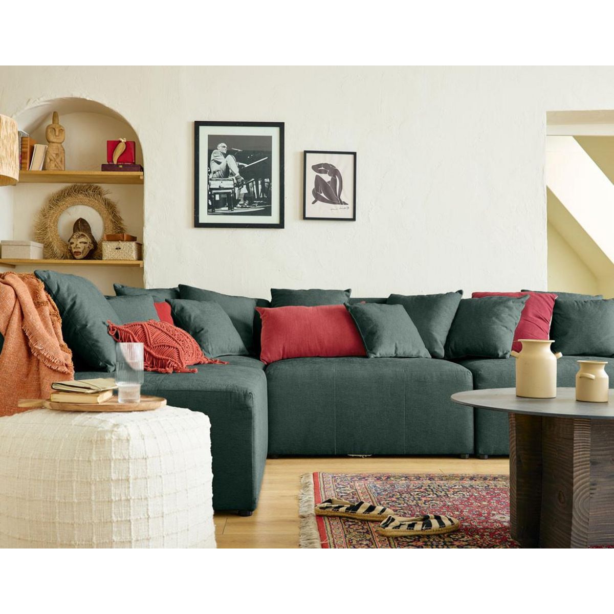 LISA DESIGN Amalfi - canapé modulable d'angle réversible - 4 places - en tissu