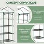 Voir la diapositive 6 : OUTSUNNY Serre de jardin balcon étagère serre 4 niveaux 0,7L x 0,5l x 1,6H m acier époxy bâche amovible PVC haute densité transparente