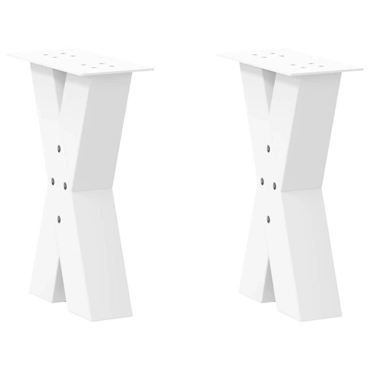 VIDAXL Pieds de table basse forme de X 2 pcs blanc 28x(42-43) cm acier
