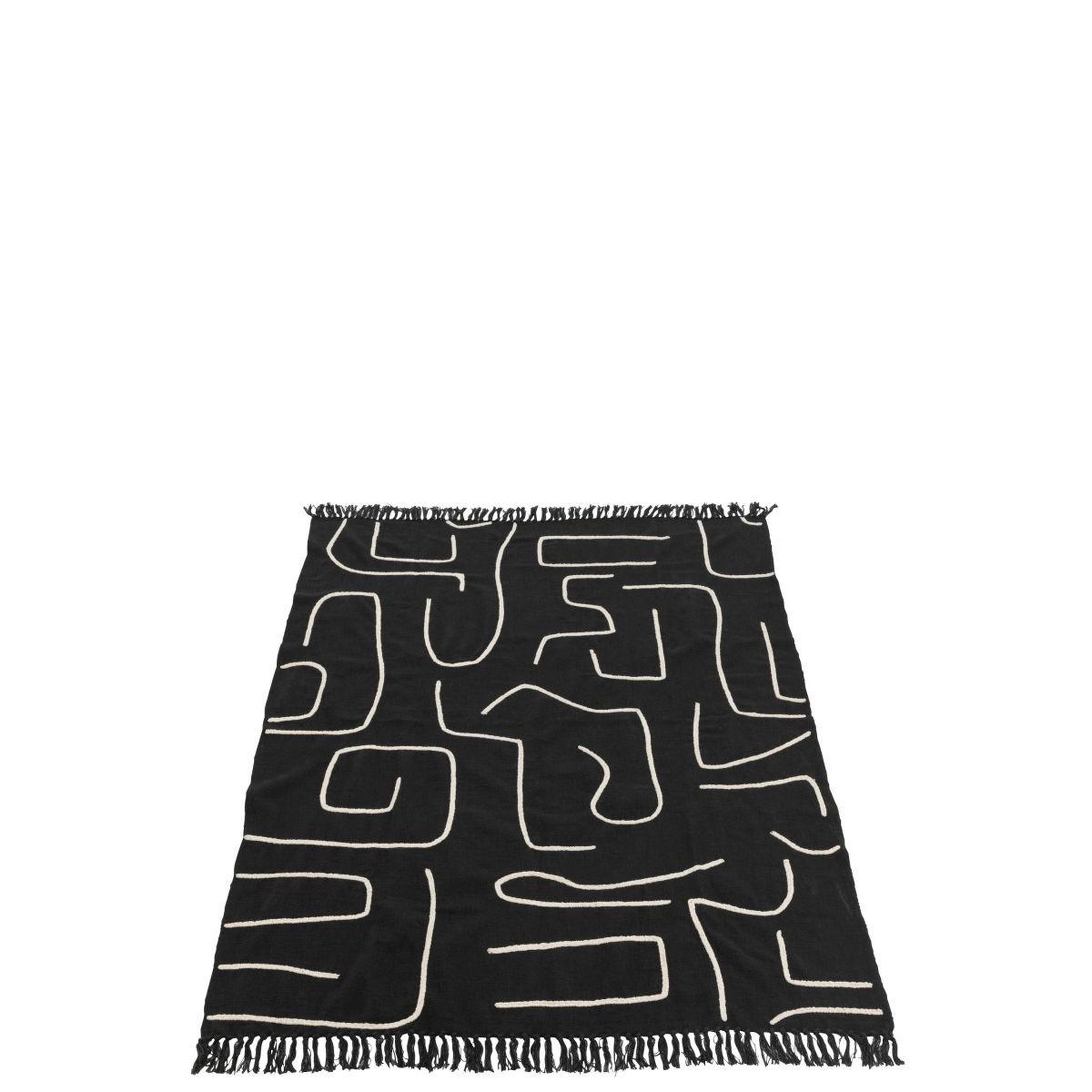 Voir la diapositive 3 : J-LINE Plaid en coton  courbes  130x180cm noir