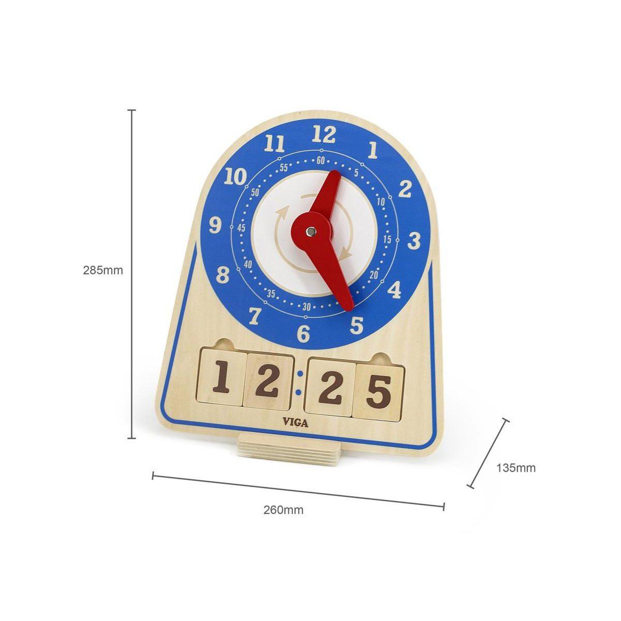 Voir la diapositive 4 : VIGA Horloge d'apprentissage  44547 - bois, lecture de l'heure