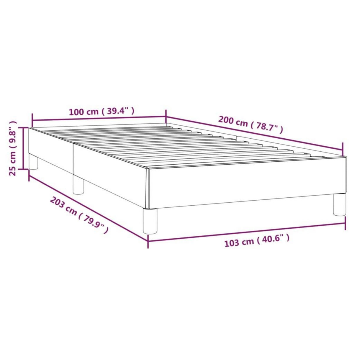 VIDAXL Cadre de lit sans matelas bleu fonce 100x200 cm velours