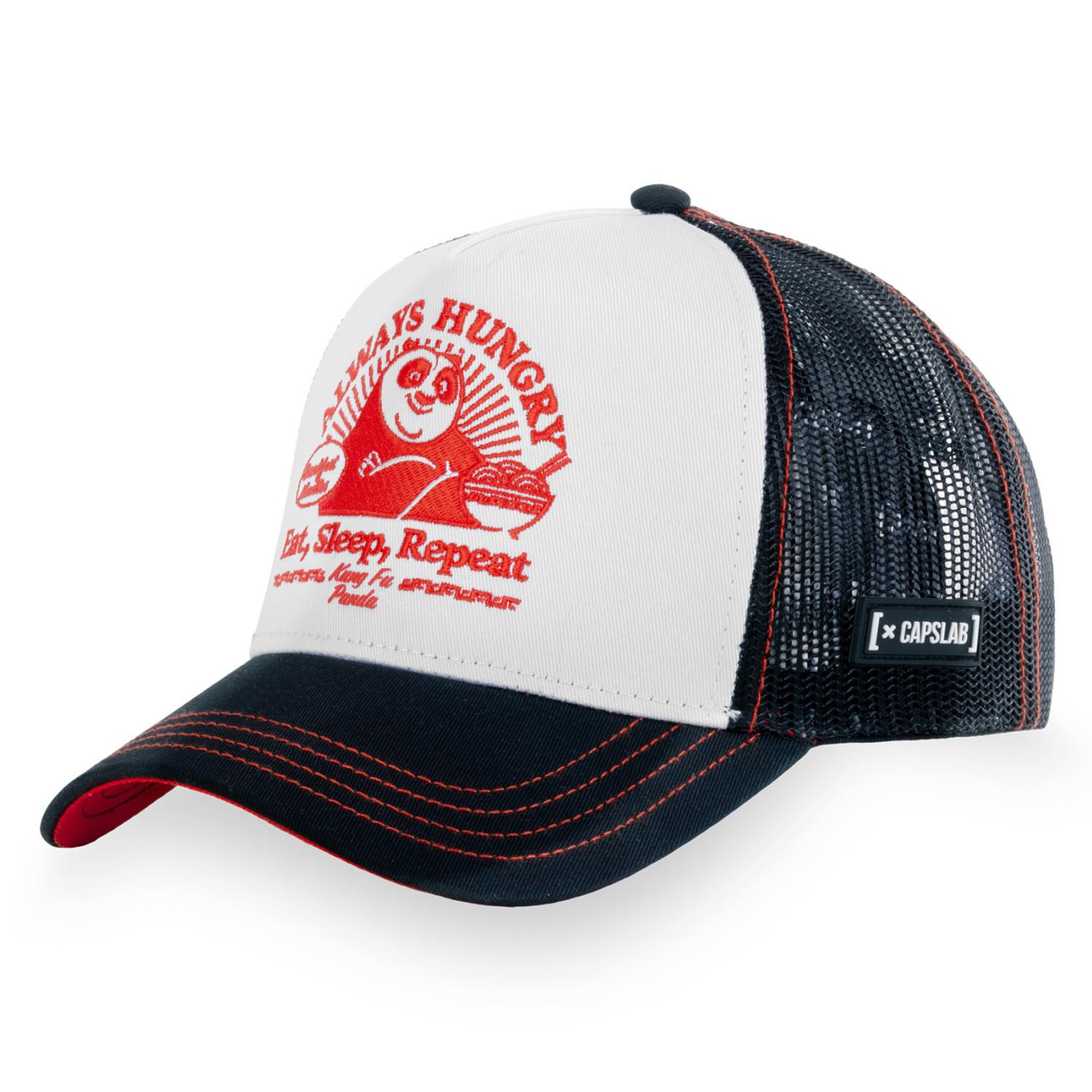 CAPSLAB Casquette Trucker avec logo brodé et filet  Kung Fu Panda Take Away. Coloris disponibles : Blanc