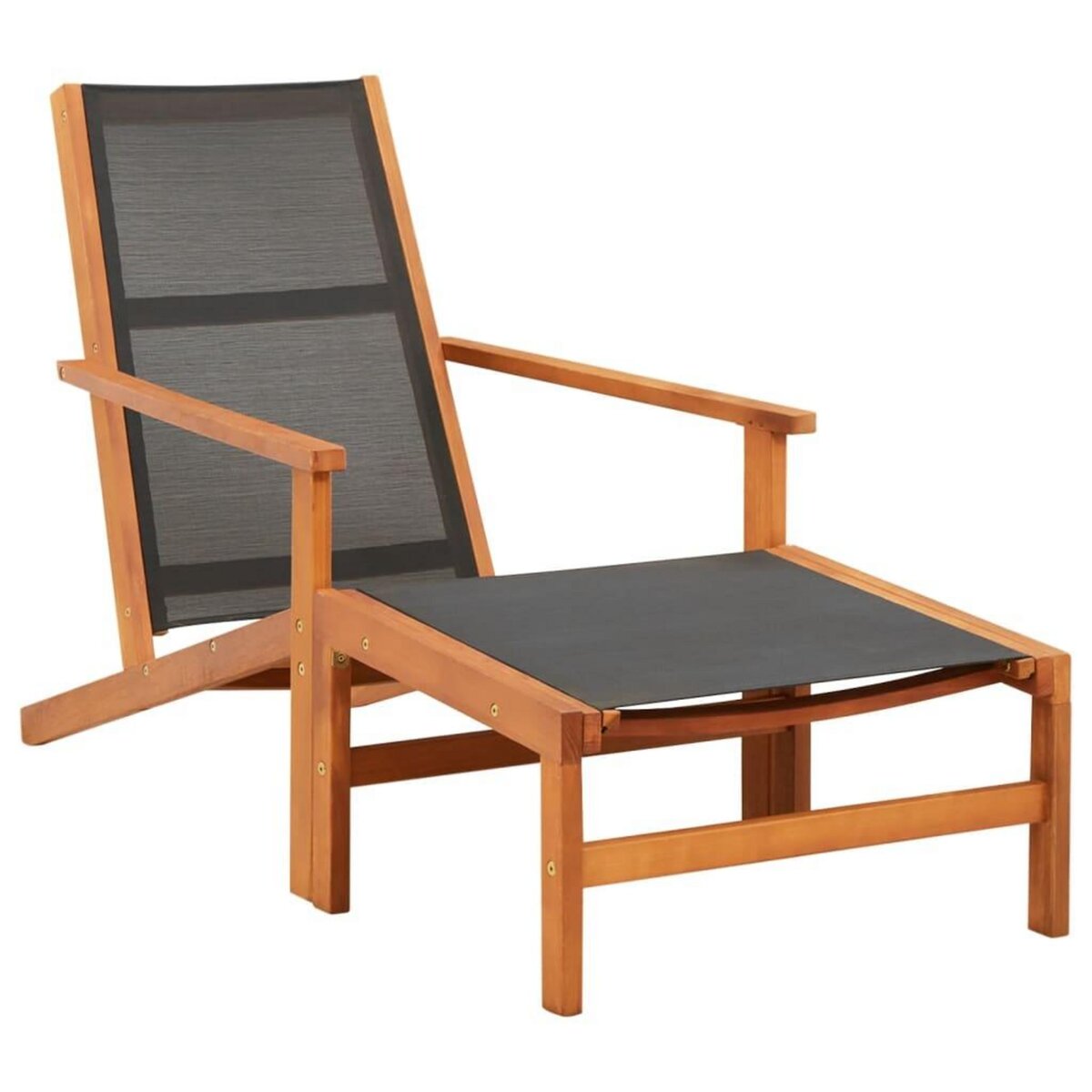 VIDAXL Chaise de jardin et repose-pied Eucalyptus solide et textilene