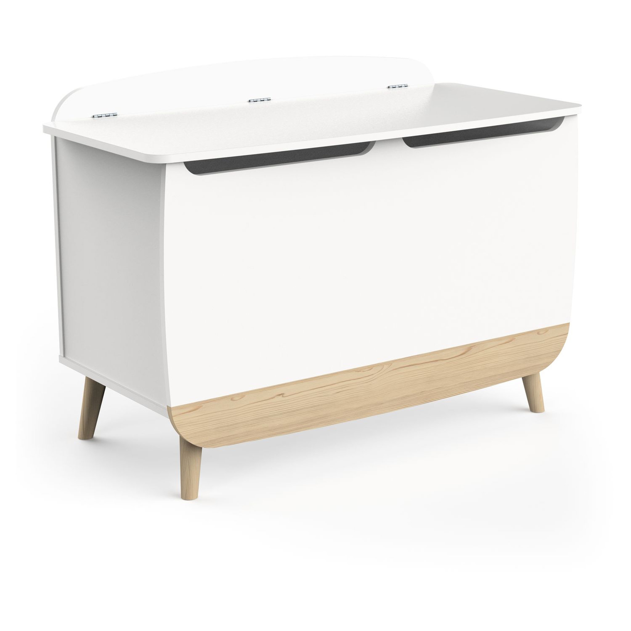 Voir la diapositive 5 : Coffre à jouets avec couvercle blanc LINIA 