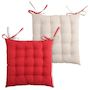 Voir la diapositive 3 : Lovely Casa Lot de 4 galettes de chaise 40x40 rouge et lin en coton