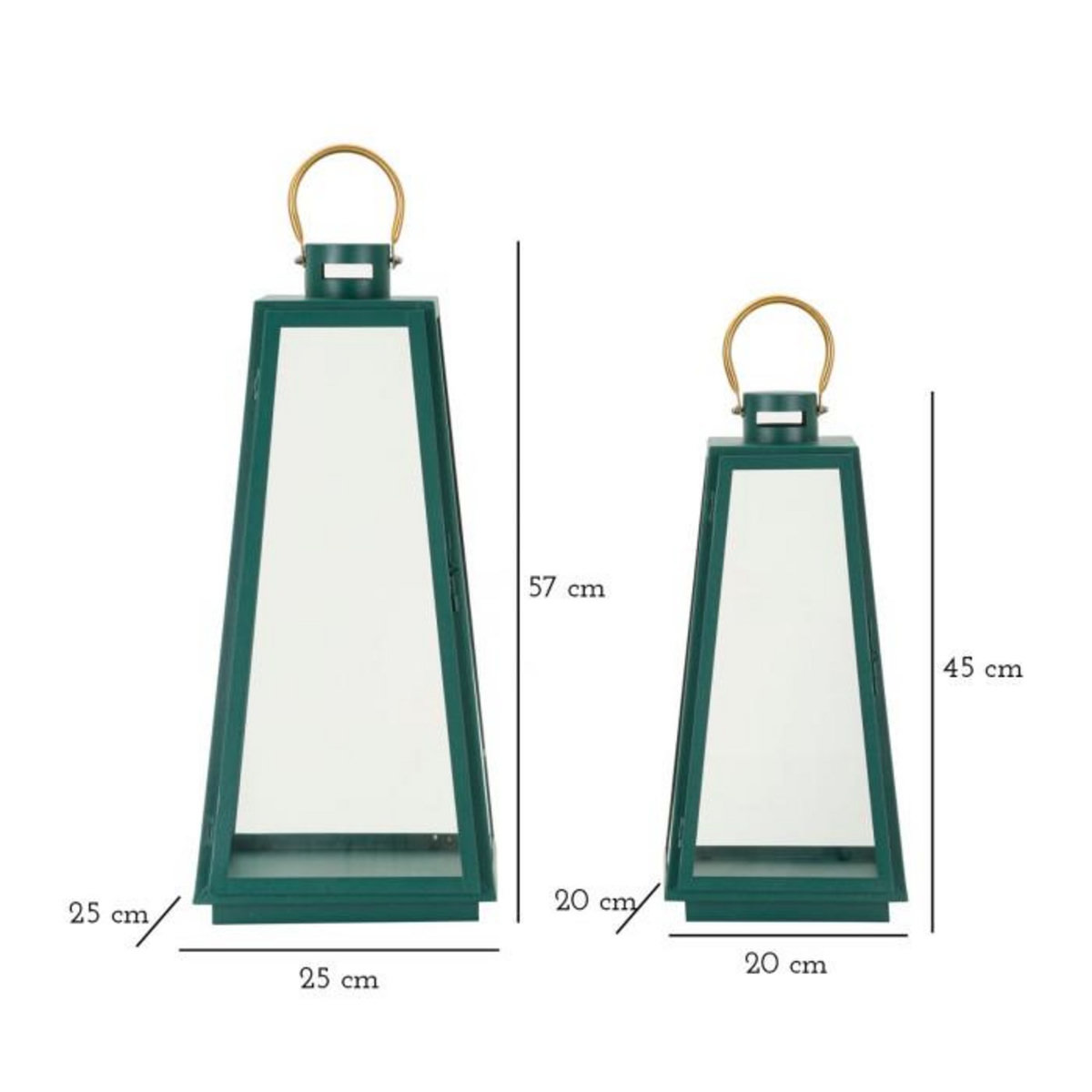 Paris Prix Lot de 2 Lanternes en Verre  Grent  57cm Vert