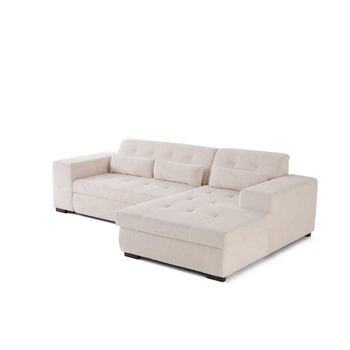 LISA DESIGN Vermont - canapé d'angle droit - 4 places - convertible avec coffre - en velours côtelé