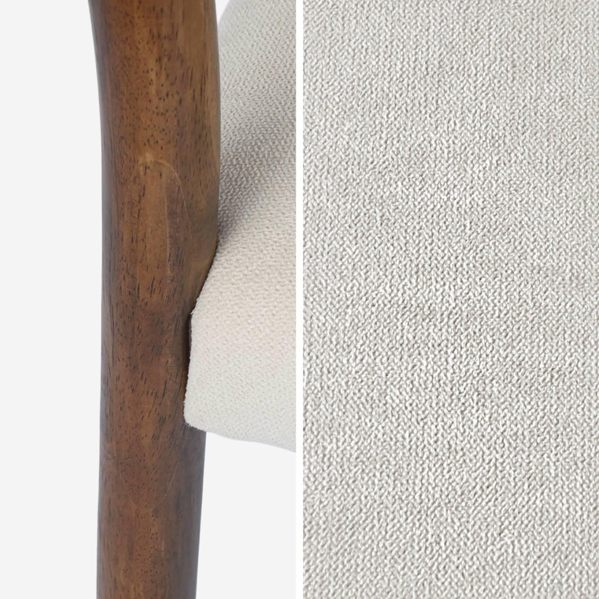 SWEEEK Lot de 2 chaises bohème bois d'hévéa noyer et tissu. L 49.5 x P 53 x H 82cm - ELLA