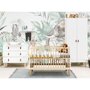 BOPITA Chambre complète lit bébé 60x120, commode à langer et armoire 2 portes Indy - Blanc et bois naturel