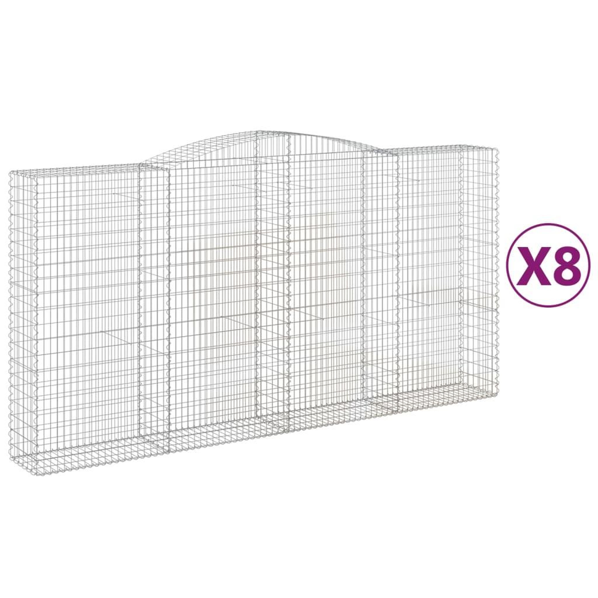 Voir la diapositive 2 : VIDAXL Paniers a gabions arques 8 pcs 400x50x200/220 cm Fer galvanise