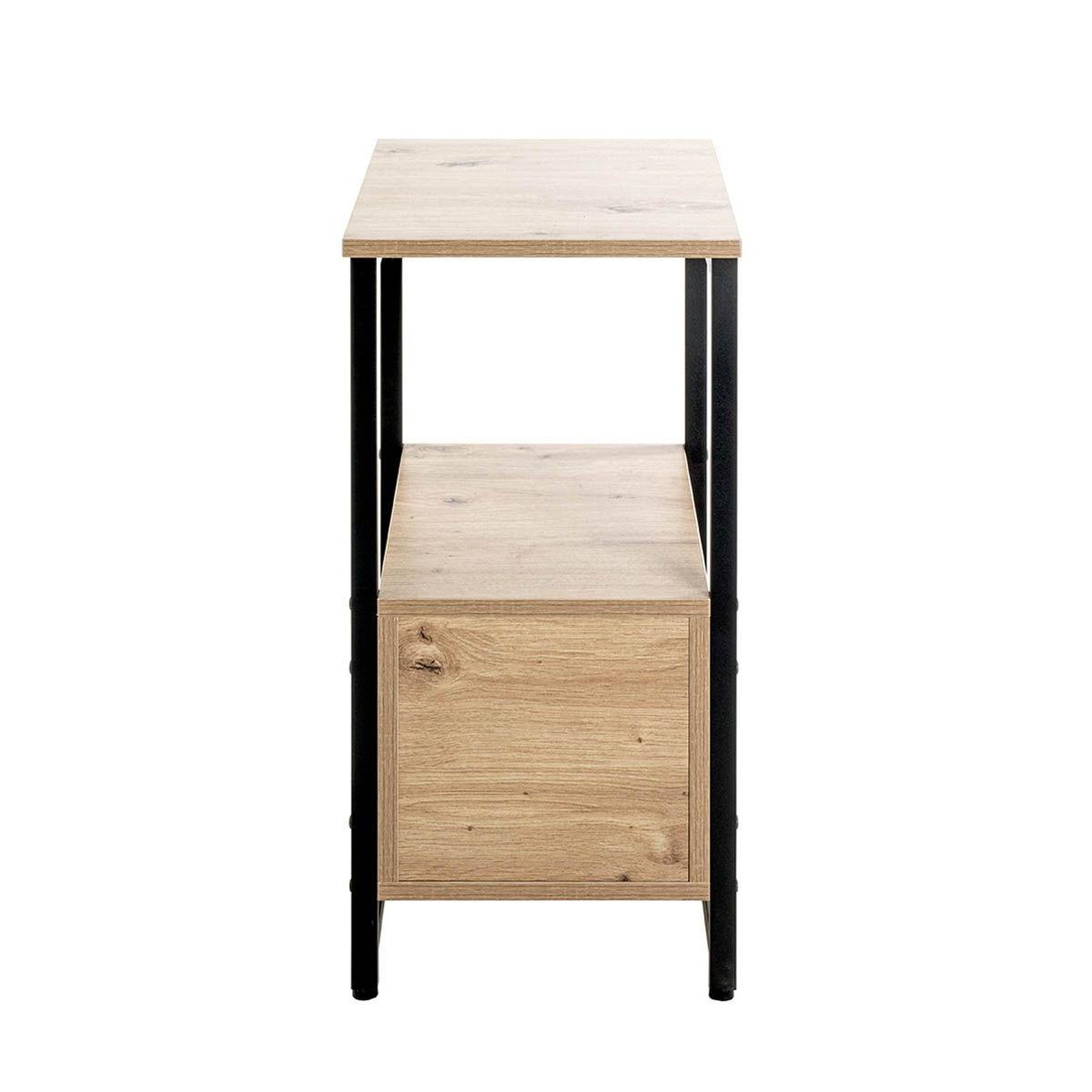 Voir la diapositive 3 : Paris Prix Table d'appoint 2 tiroirs  miranda  63cm chêne & noir