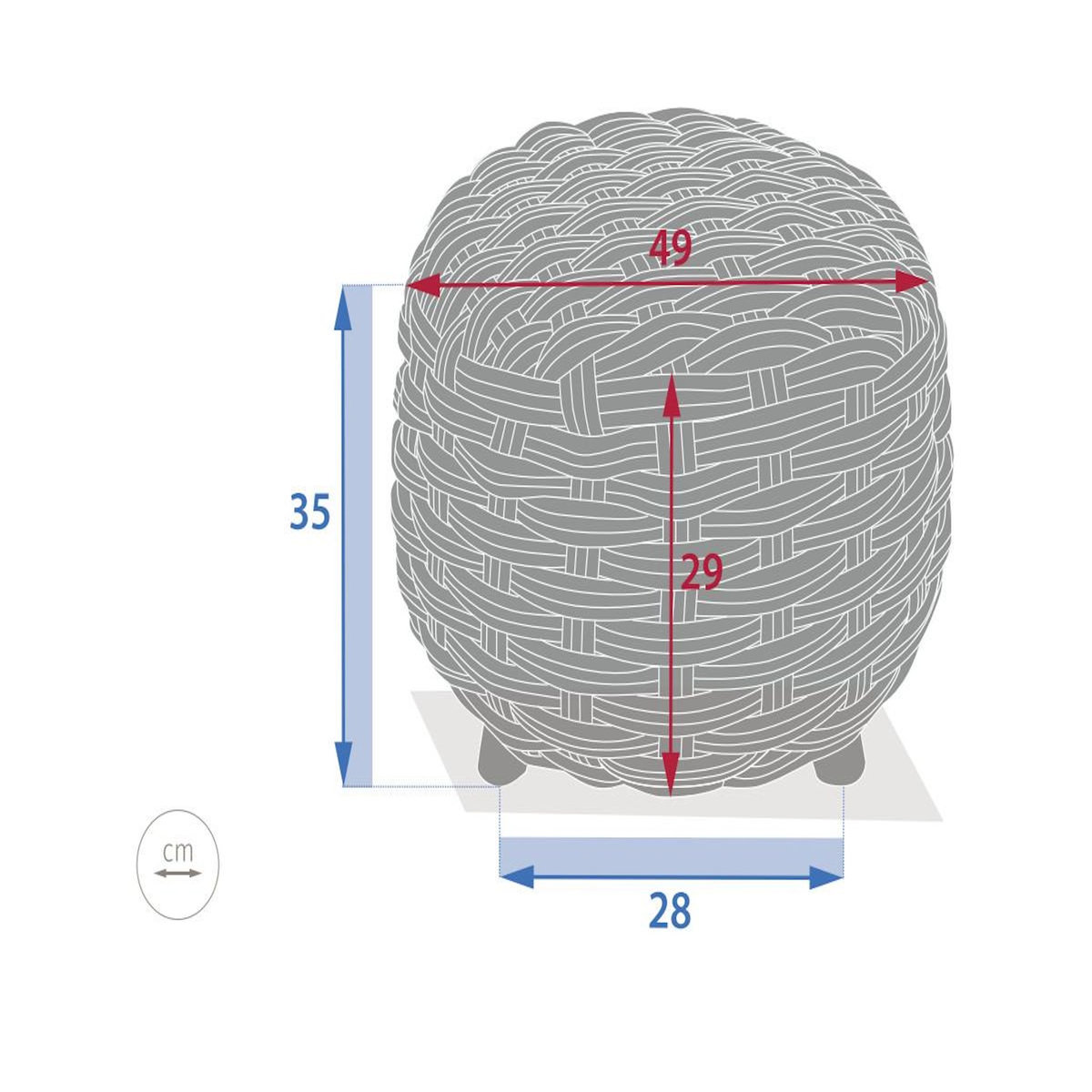 HESPERIDE Pouf Obbae pour salon de jardin, en maille synthétique lin - Hespéride