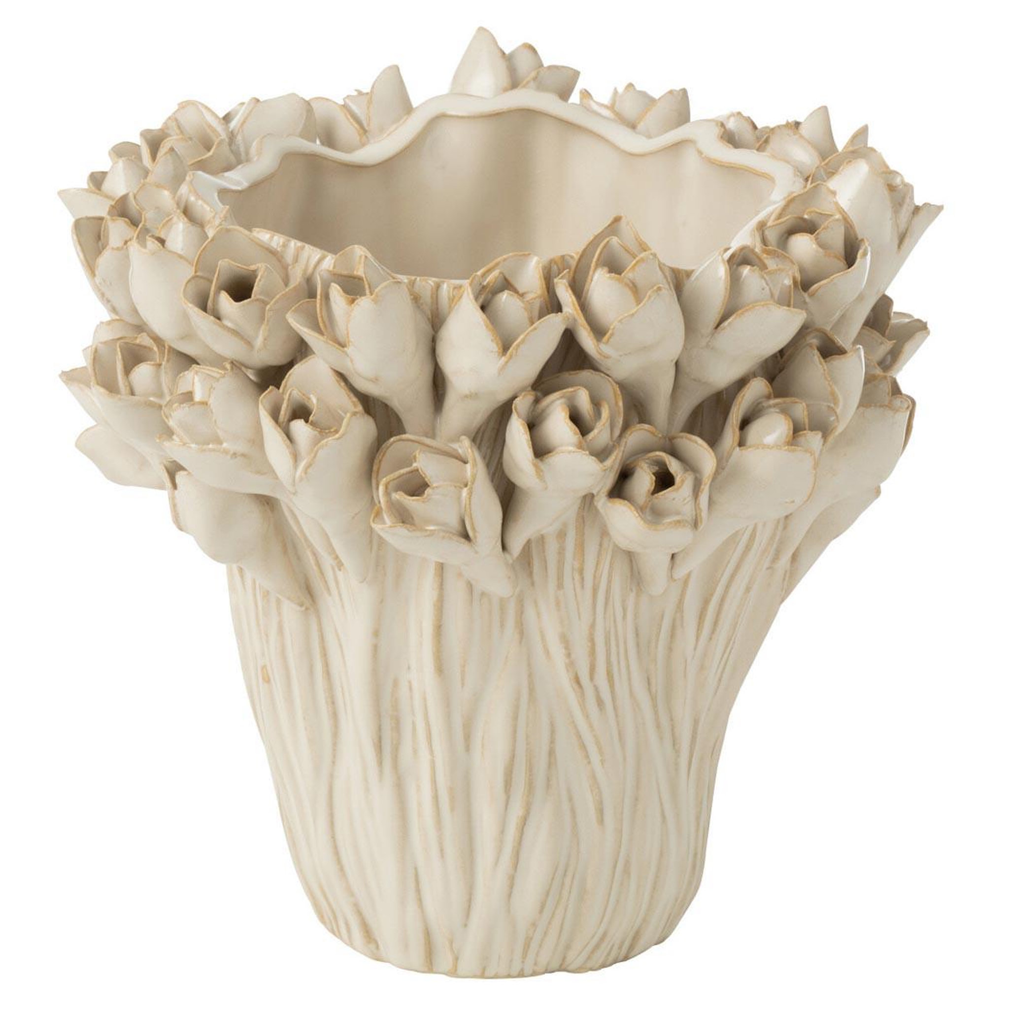 J-LINE Vase déco en grès  ambrosia  19cm blanc