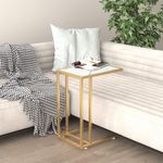 VIDAXL Table d'appoint ordinateur Marbre blanc 50x35x65cm Verre trempe