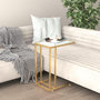 Voir la diapositive 1 : VIDAXL Table d'appoint ordinateur Marbre blanc 50x35x65cm Verre trempe