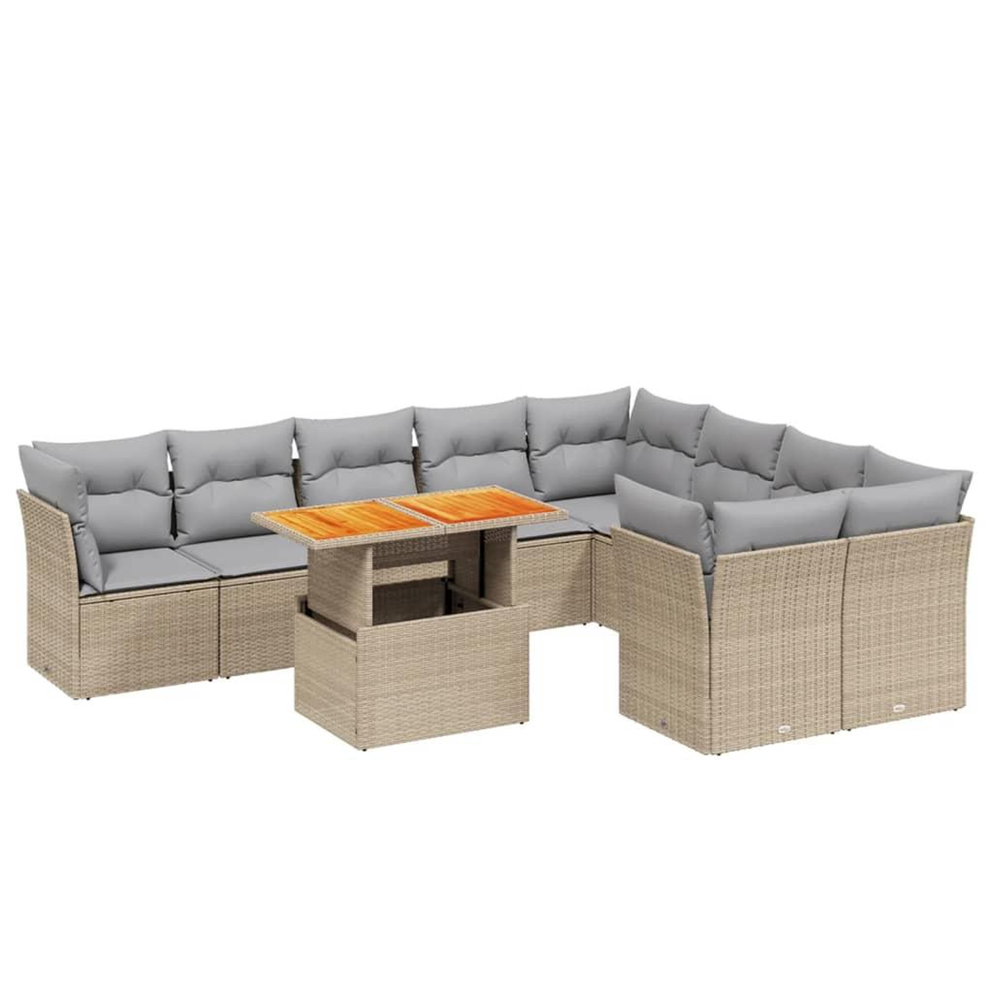 Voir la diapositive 2 : VIDAXL Salon de jardin avec coussins 10 pcs beige resine tressee