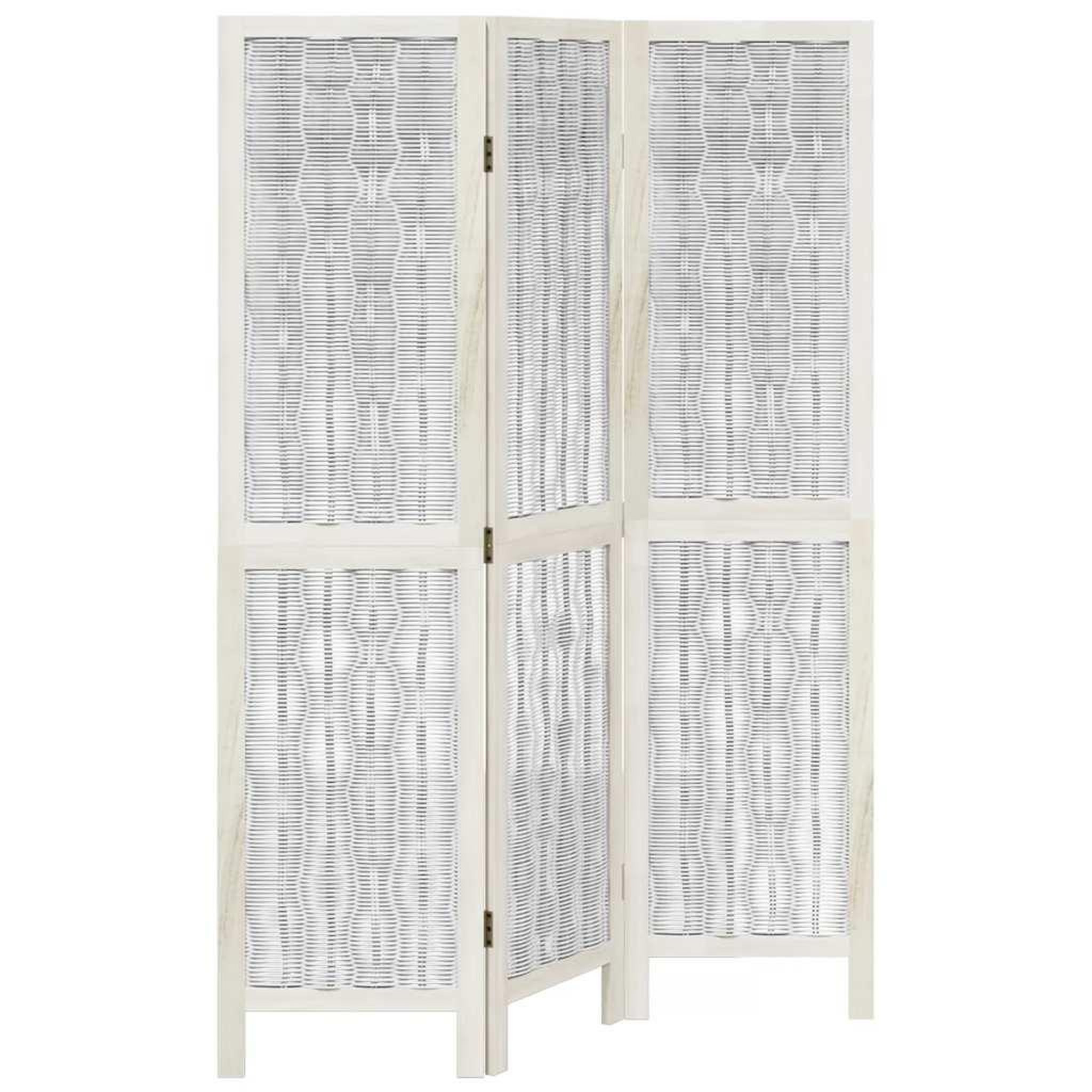 Voir la diapositive 2 : VIDAXL Cloison de separation 3 panneaux blanc bois de paulownia massif