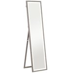 HOMCOM Grand miroir LED pleine longueur 40 x 160 cm autoportant ou à fixer - 3 couleurs luminosité réglable - effet bois gris
