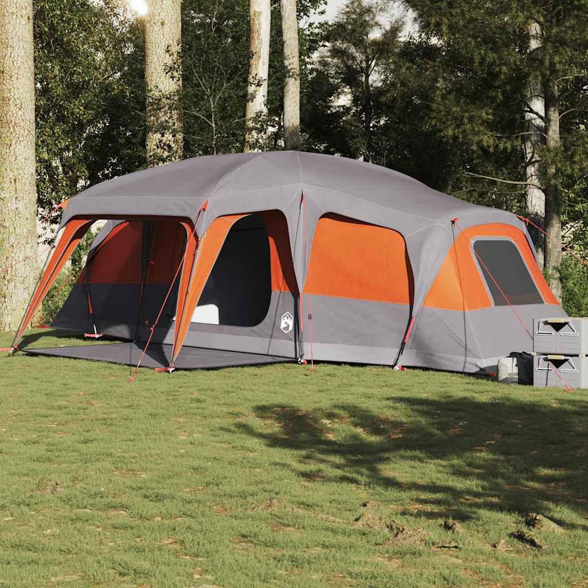 VIDAXL Tente familiale avec dome de porche 9 personnes gris et orange