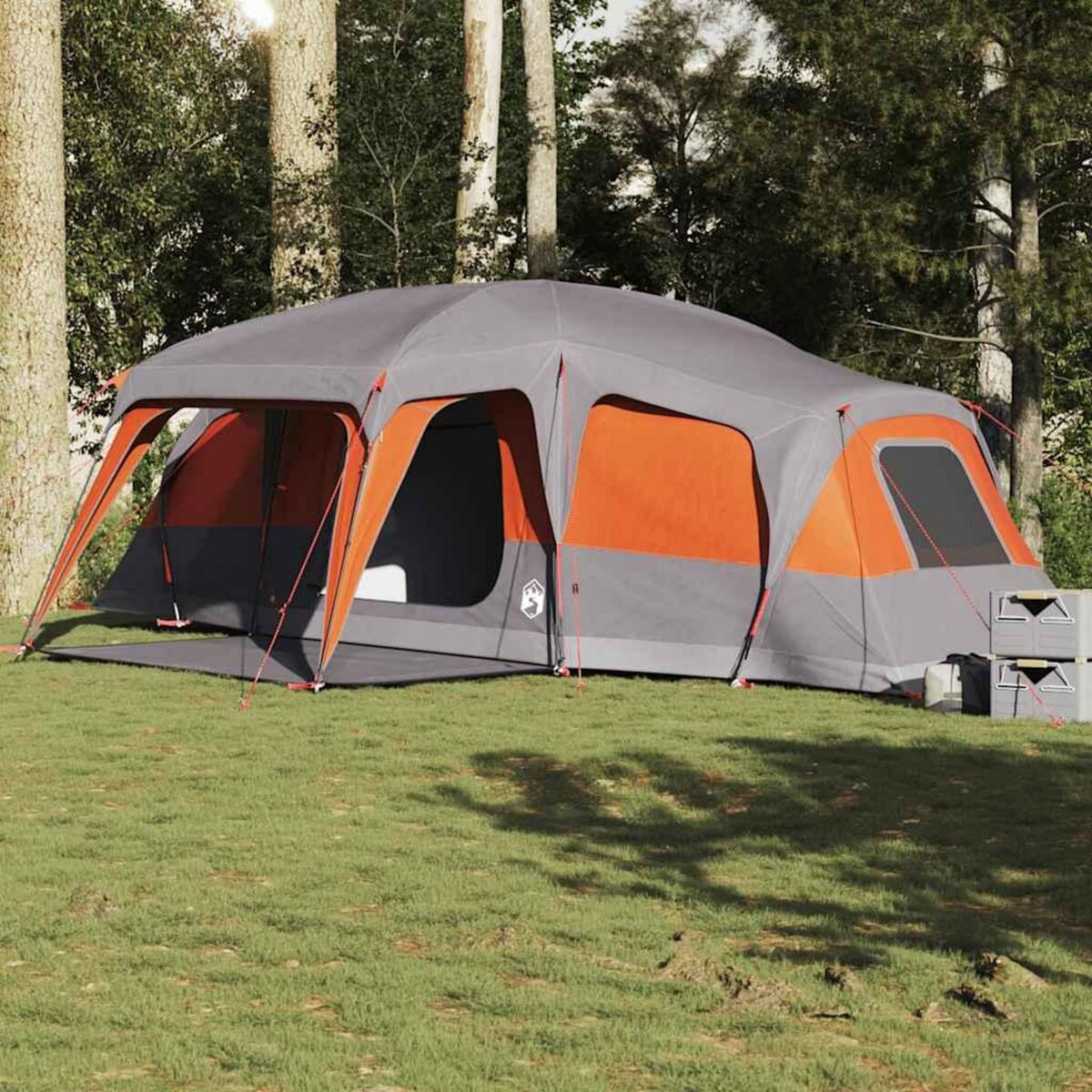 VIDAXL Tente familiale avec dome de porche 9 personnes gris et orange