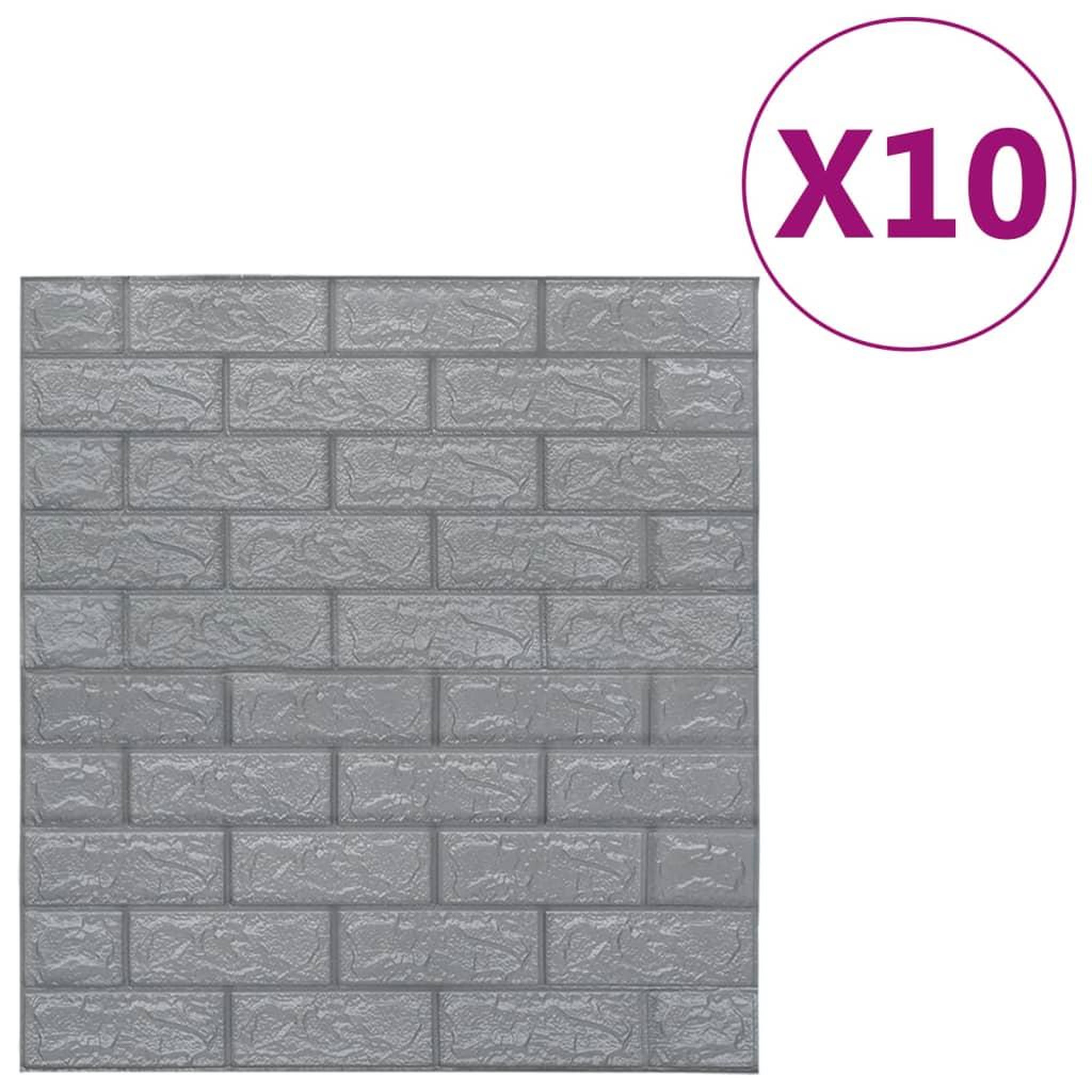 Voir la diapositive 2 : VIDAXL Papier peint 3D autoadhesif Briques 10 pcs Anthracite