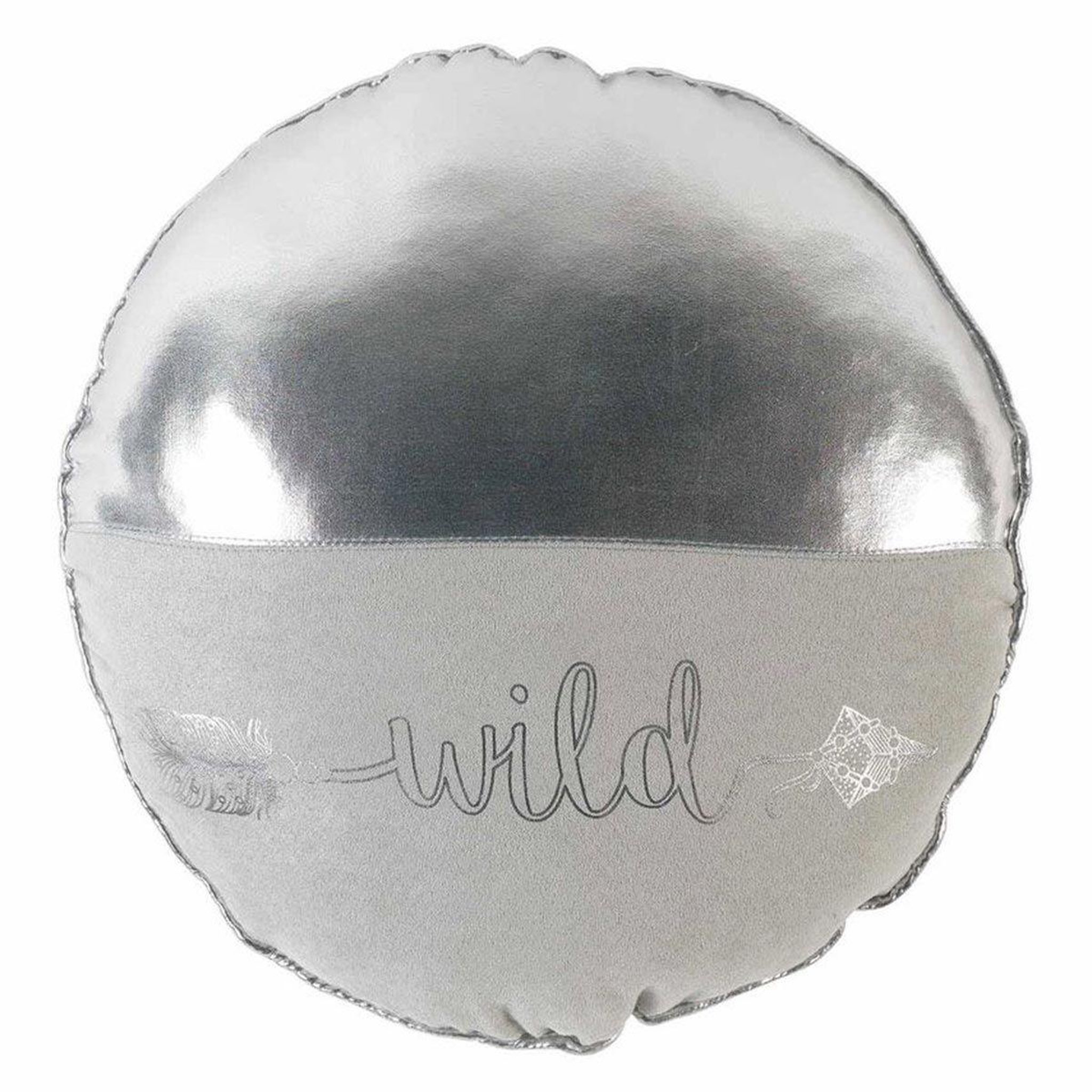 Douceur d'Intérieur Coussin déco rond  wild  40cm argent