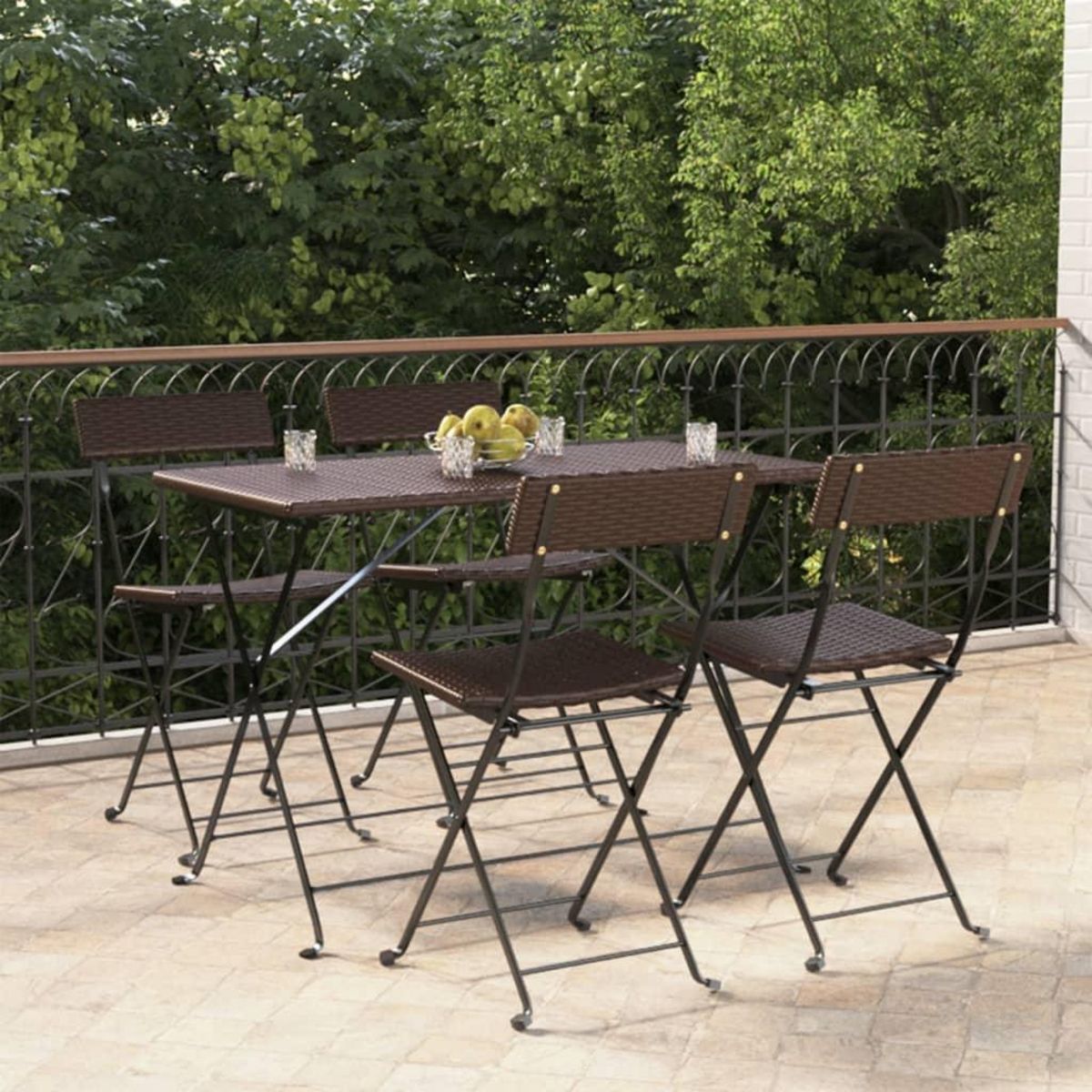 VIDAXL Chaises de bistrot pliantes lot de 4 Resine tressee et acier