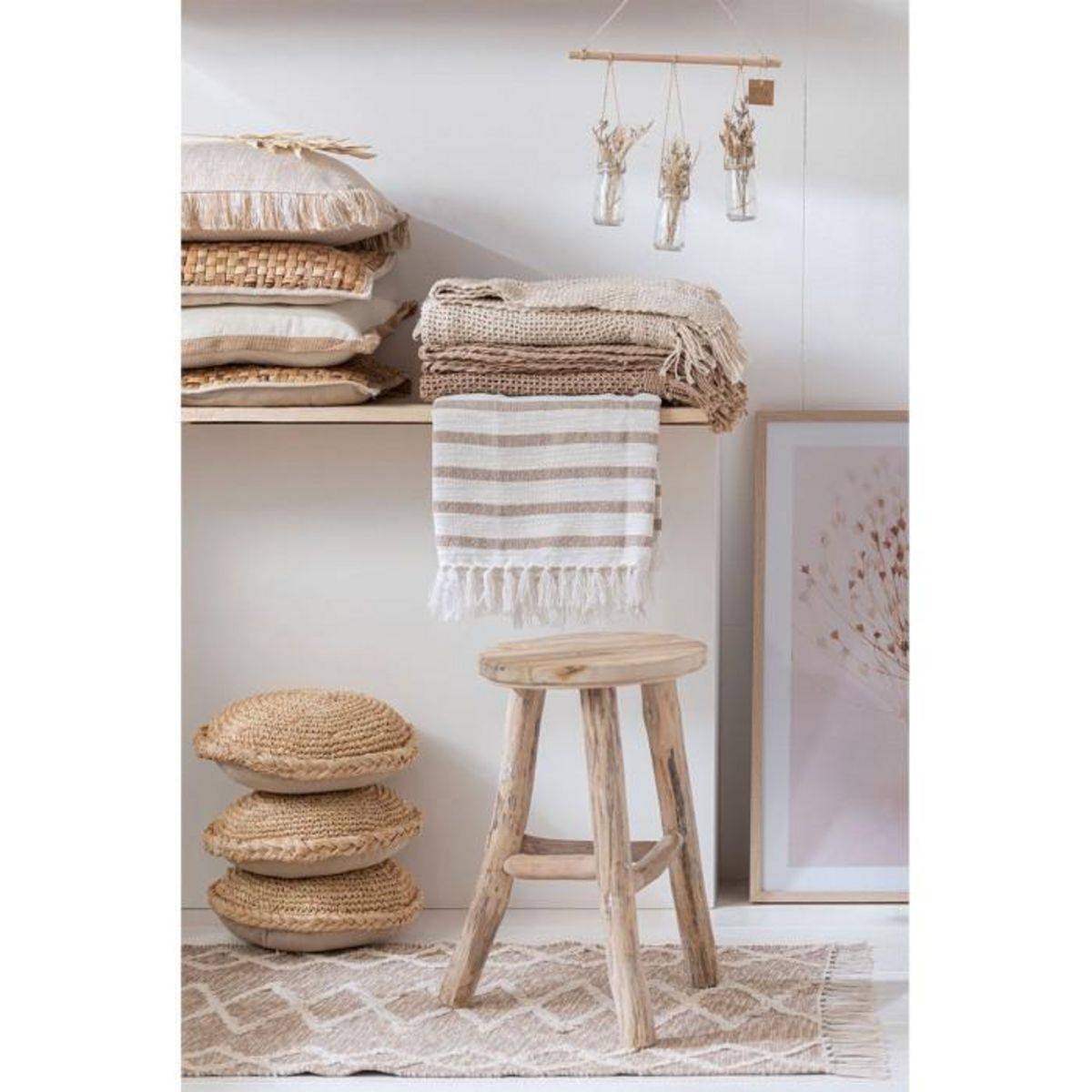 Paris Prix Coussin Déco Rond  Mayssa  36x36cm Naturel