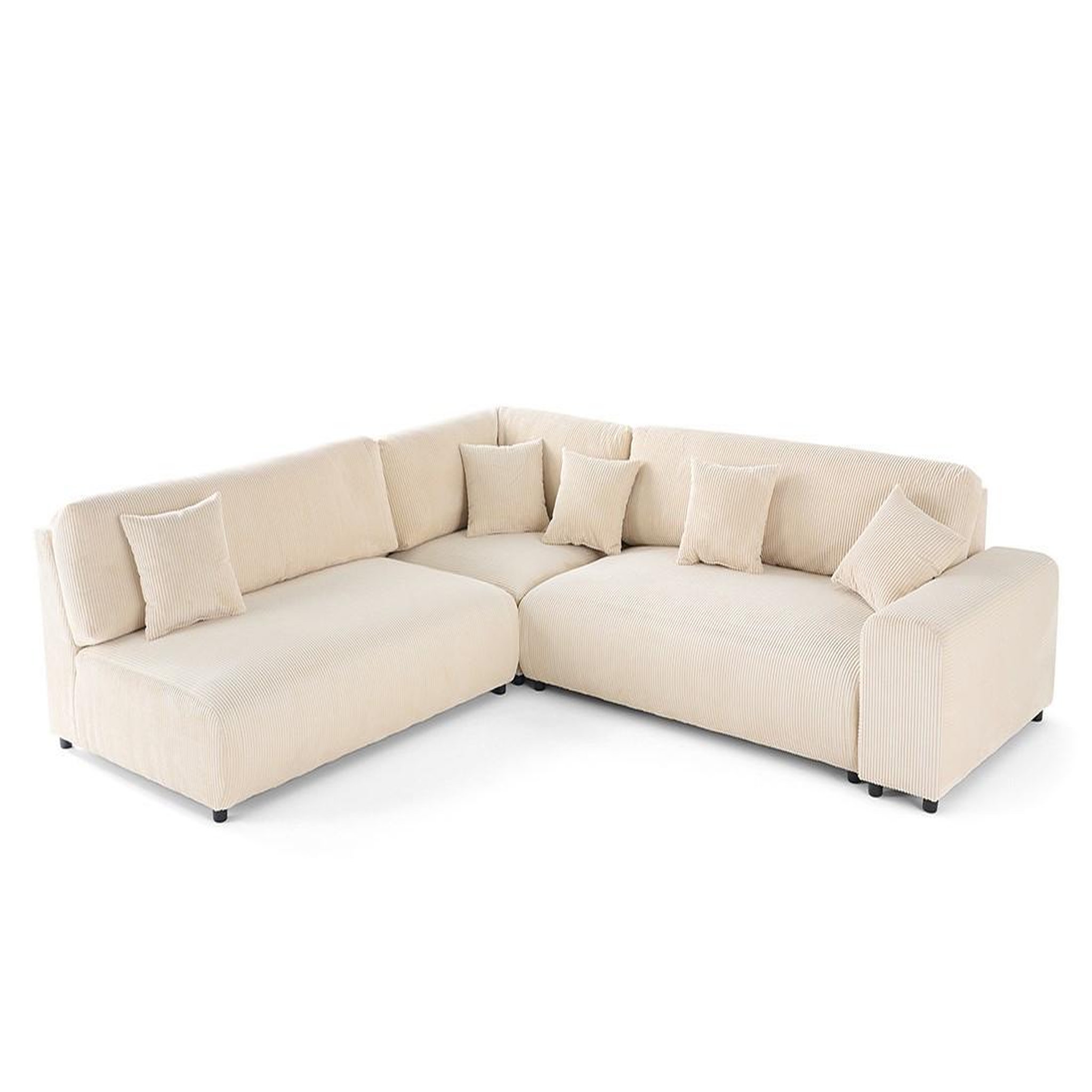 Voir la diapositive 3 : BEST MOBILIER Garance - canapé modulable d'angle gauche - 6 places - en velours côtelé