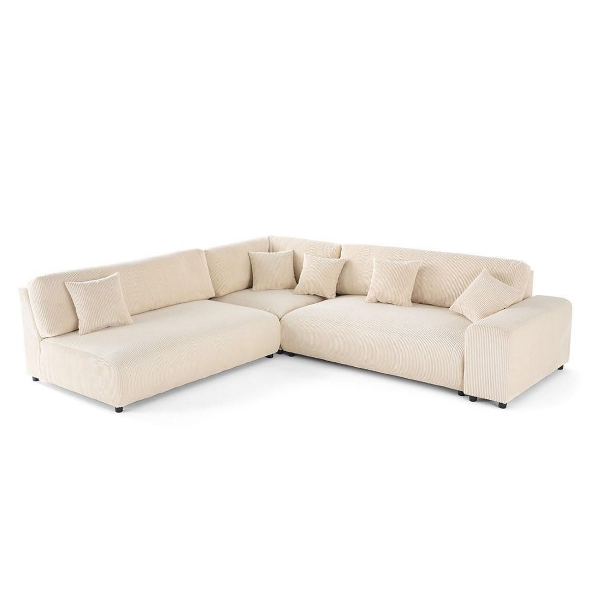 LISA DESIGN Garance - canapé modulable d'angle gauche - 6 places - en velours côtelé