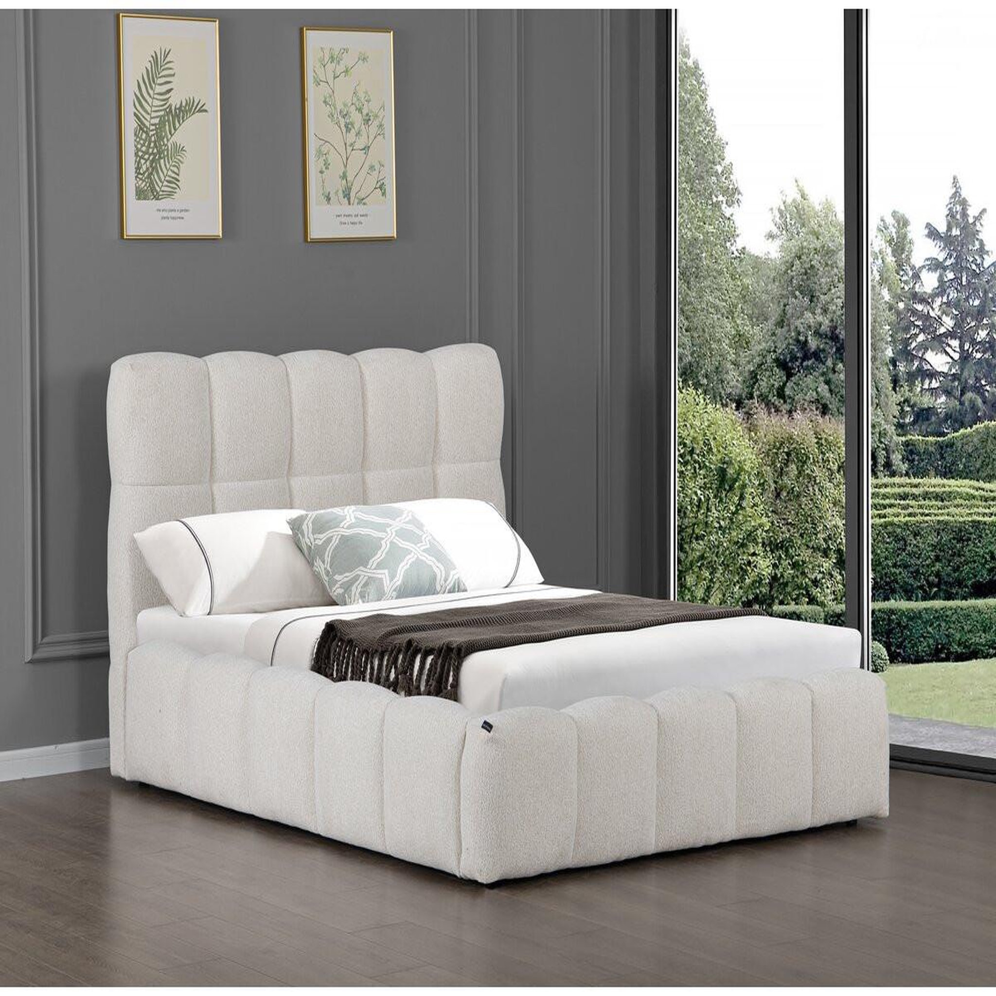 Voir la diapositive 2 : Habitat et Jardin Lit double en tissu avec coffre  davos  - 140 x 190 cm - beige