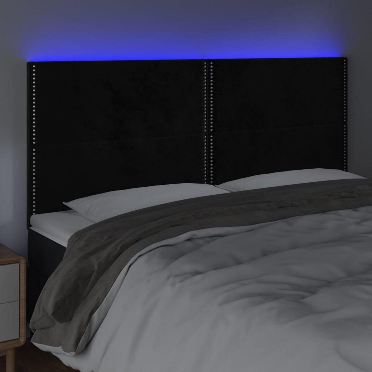 VIDAXL Tete de lit a LED Noir 200x5x118/128 cm Velours
