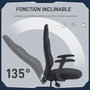 Voir la diapositive 5 : HOMCOM Fauteuil gamer ergonomique - chaise de bureau gaming - réglable - dossier inclinable - tissu noir