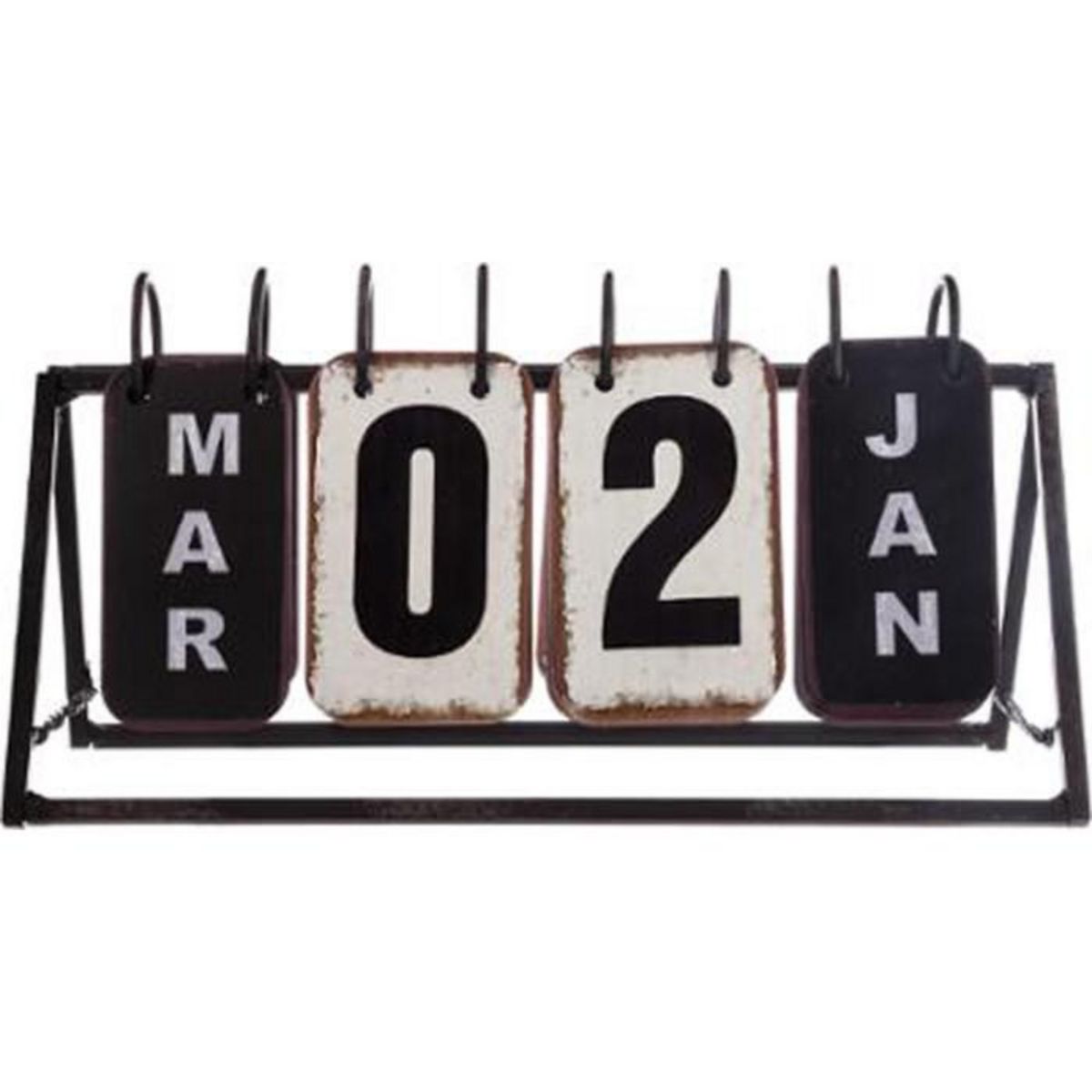 ATMOSPHERA Calendrier Vintage en Métal  Perpétuel  27cm Noir
