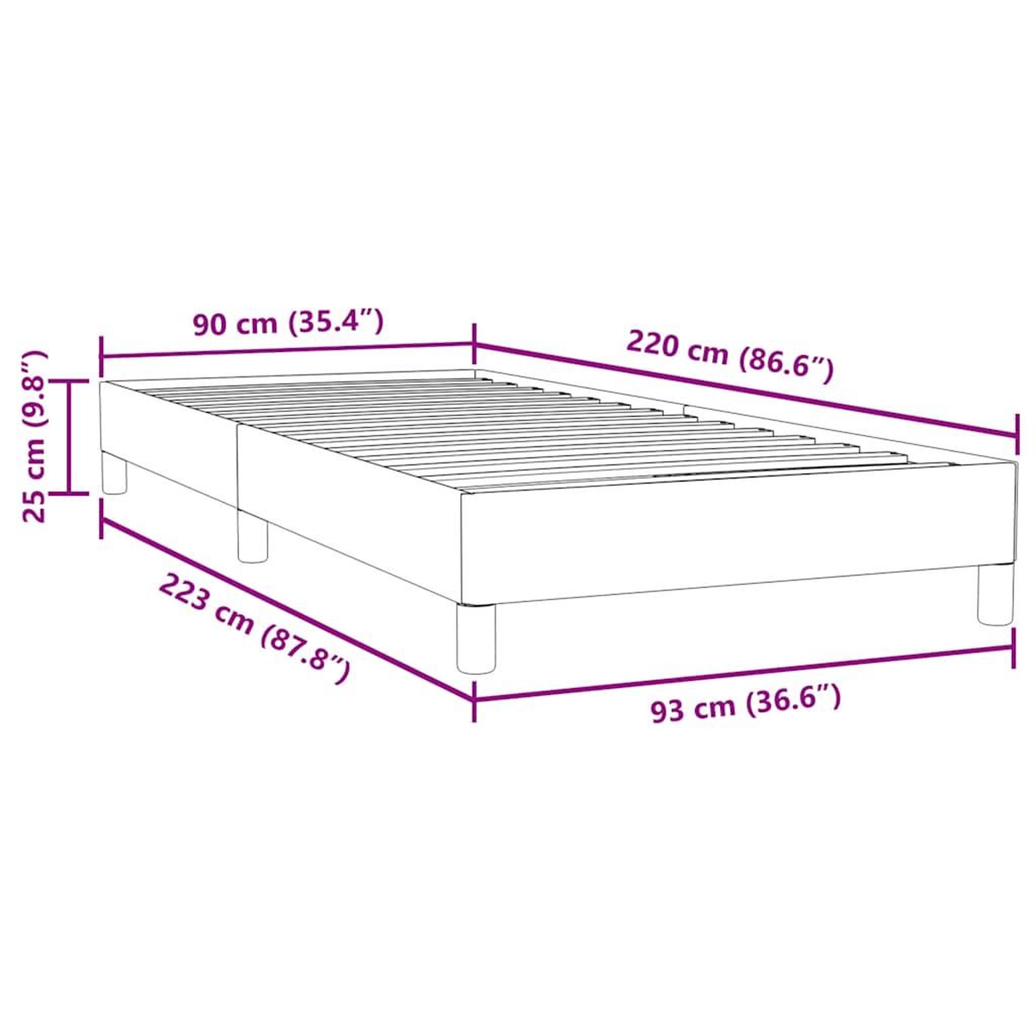Voir la diapositive 6 : VIDAXL Sommier a lattes de lit sans matelas gris clair 90x220 cm