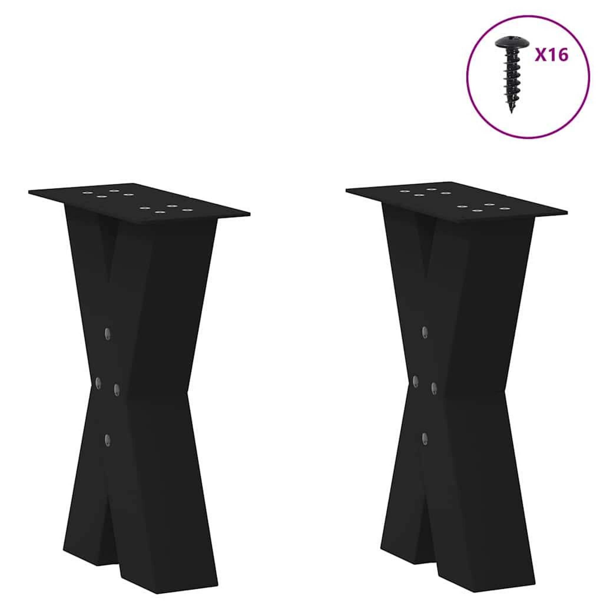 Voir la diapositive 3 : VIDAXL Pieds de table basse forme de X 2 pcs noir 38x(42-43) cm acier