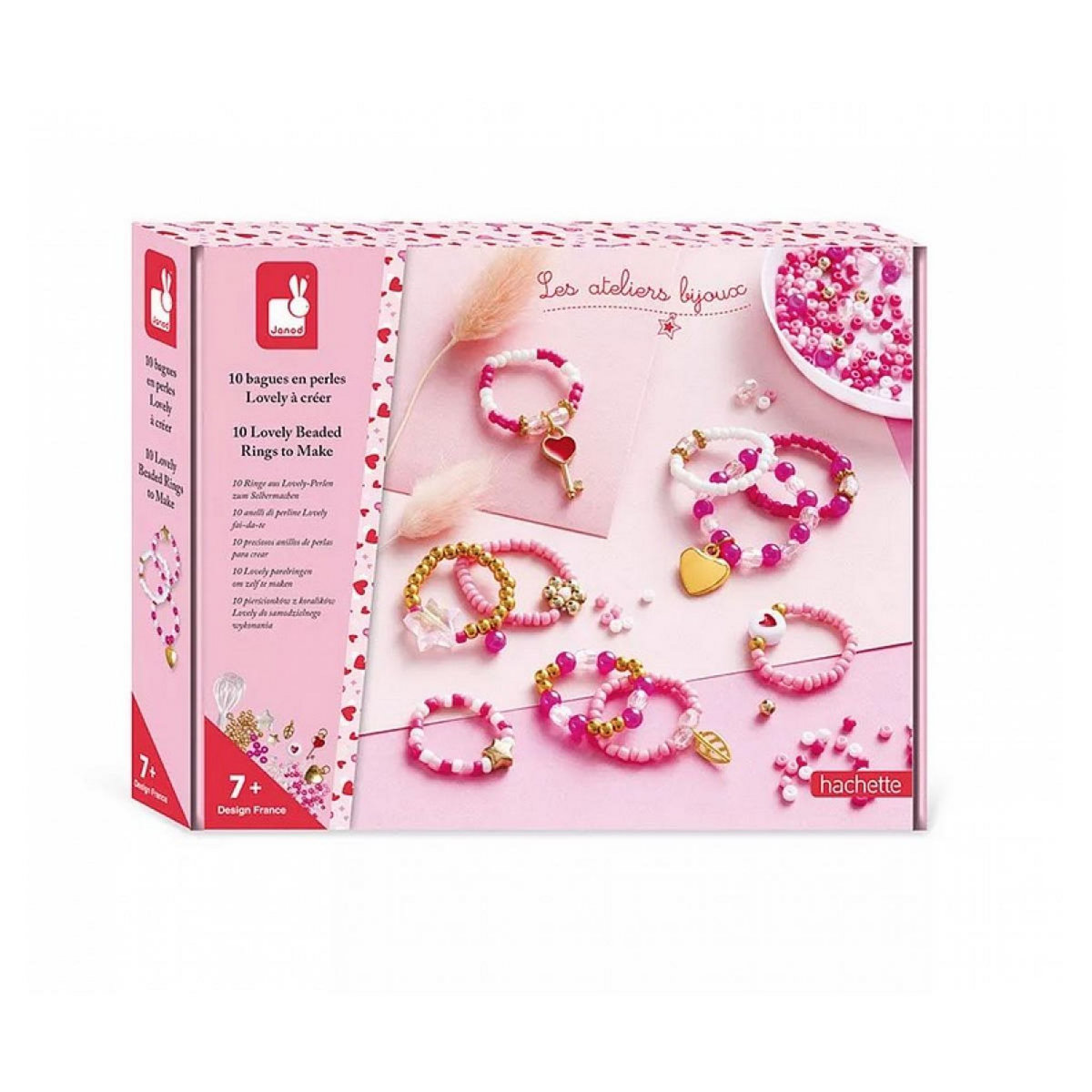 Juratoys-Janod 10 bagues en perles Lovely a creer