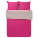 FUTURE HOME Parure housse de couette en coton + 2 taies. Coloris disponibles : Rose