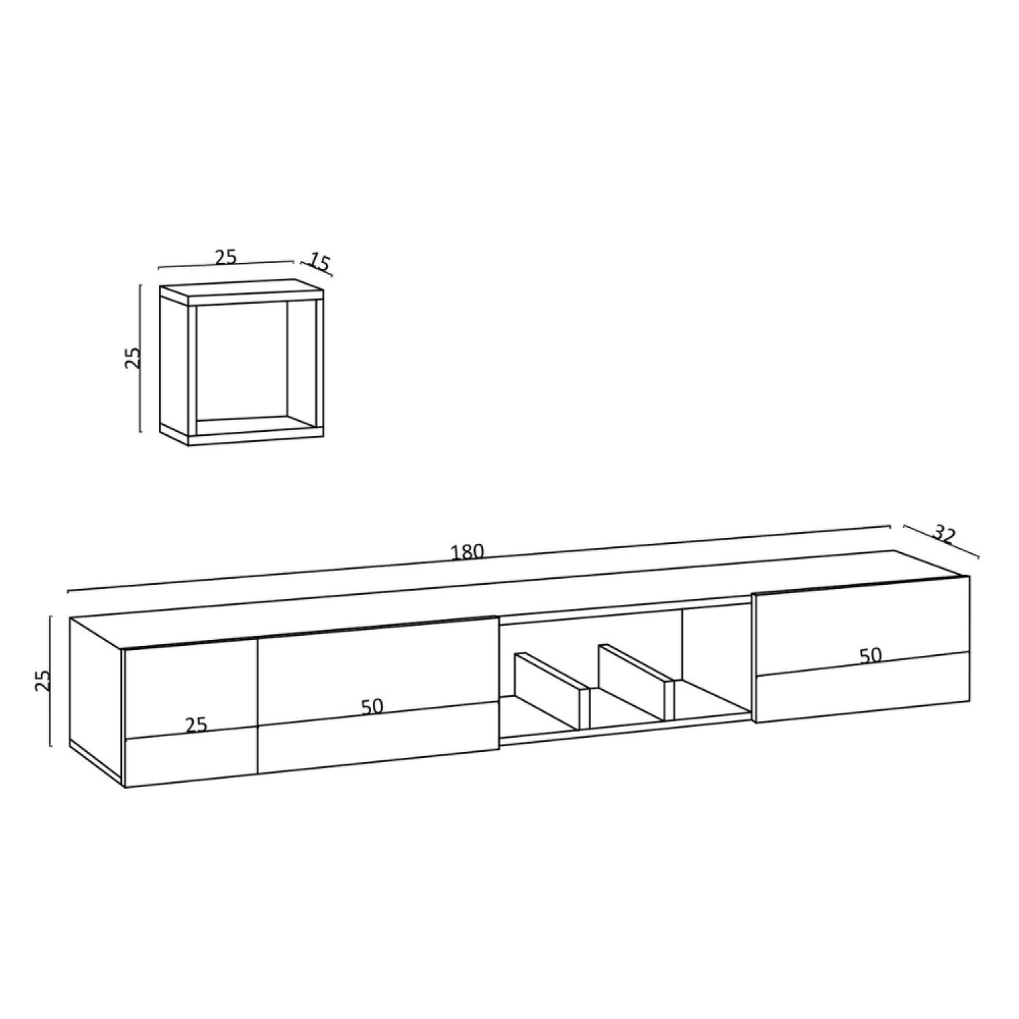 Voir la diapositive 5 : CONCEPT USINE Meuble tv avec rangements imitation bois clair bergen