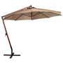 Voir la diapositive 2 : VIDAXL Parasol de jardin suspendu avec mat taupe bois de sapin massif