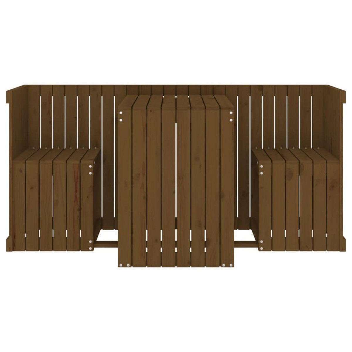 VIDAXL Set de balcon 2 places marron miel bois de pin massif