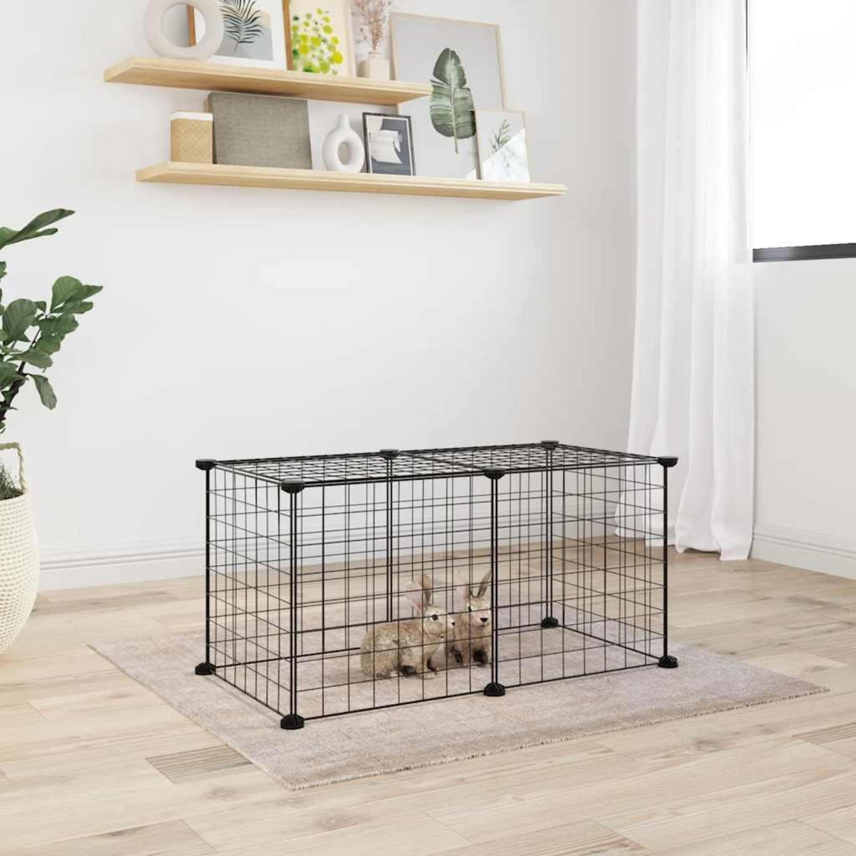 VIDAXL Cage animaux de compagnie a 8 panneaux Noir 35x35 cm Acier