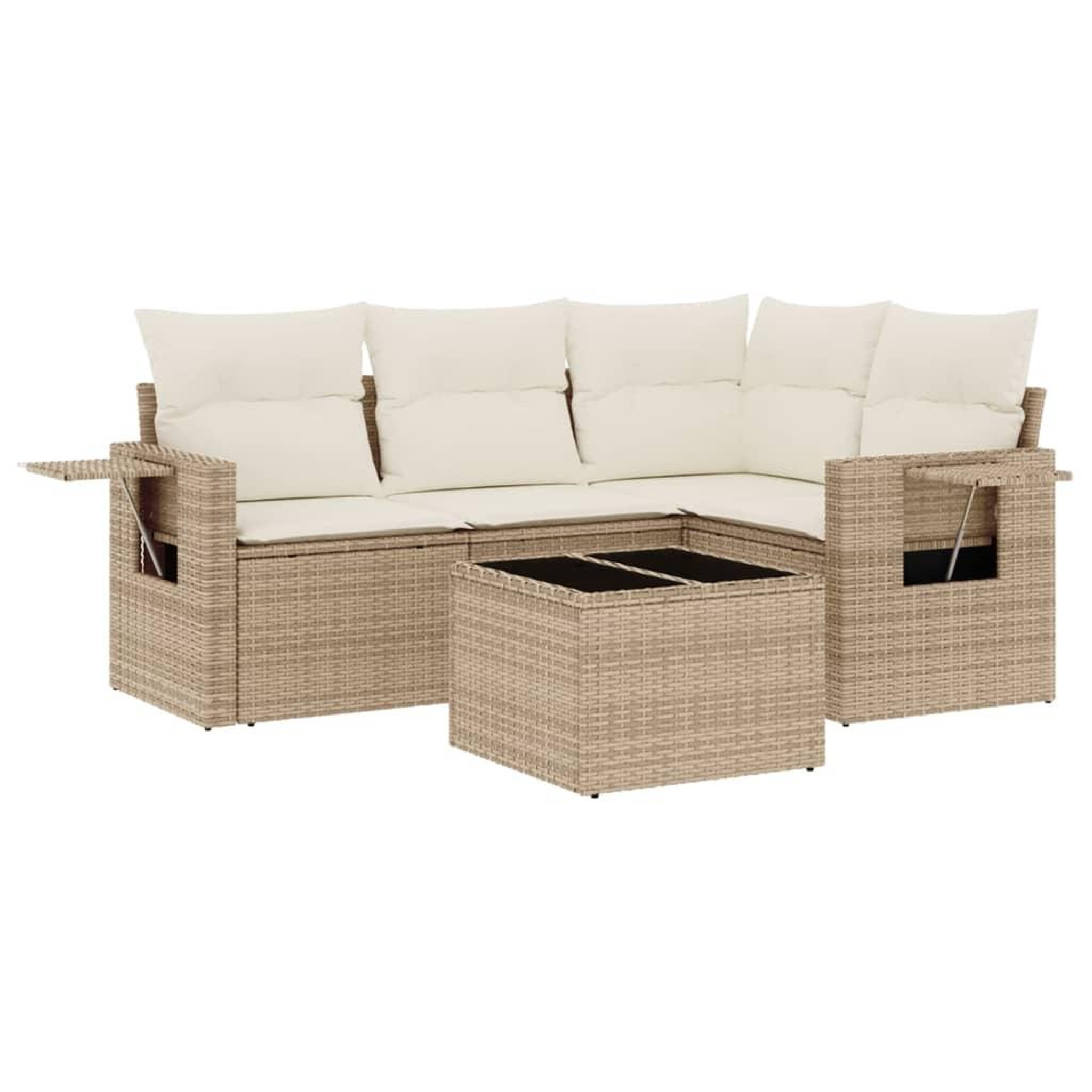 Voir la diapositive 2 : VIDAXL Salon de jardin avec coussins 5 pcs beige resine tressee