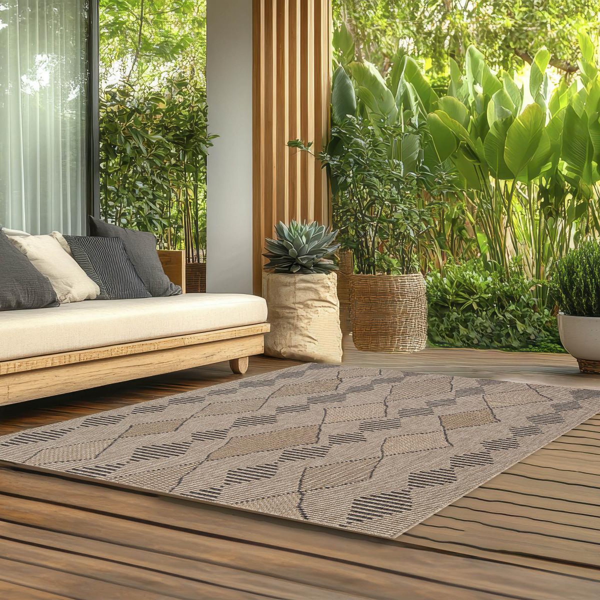 Voir la diapositive 3 : FUTURE HOME Tapis déco intérieur et extérieur ethnique 120x170cm