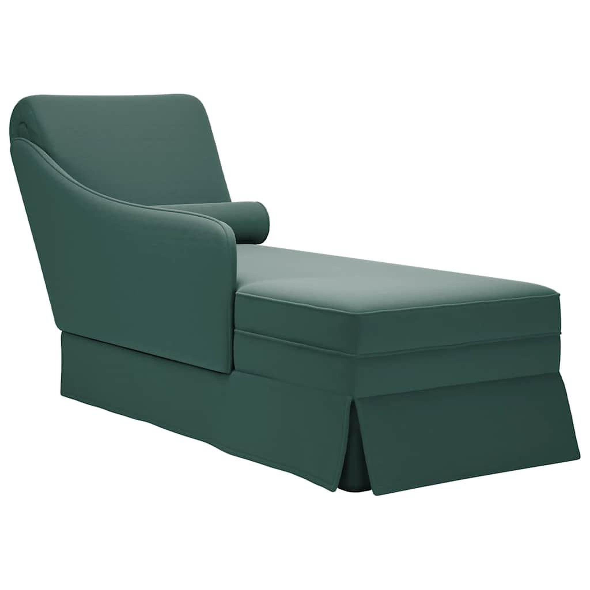 VIDAXL Fauteuil long et traversin accoudoir droit vert fonce velours