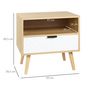 Voir la diapositive 3 : HOMCOM Chevet table de nuit design scandinave tiroir + niche bois pin panneaux particules motif chevrons blanc aspect chêne clair